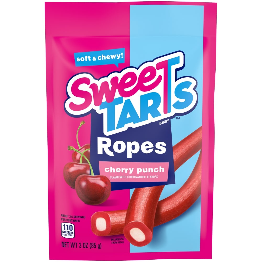 slide 1 of 1, SweeTARTS Twisted Rainbow Punch Soft & Chewy Ropes Candy, 3 oz