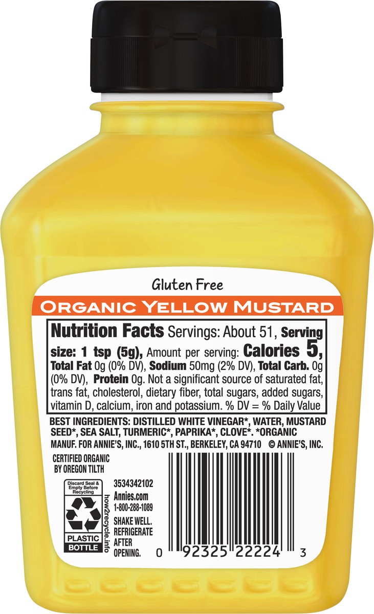 slide 5 of 9, Annie's Organic Yellow Mustard, Gluten Free, 9 oz. , 9 oz