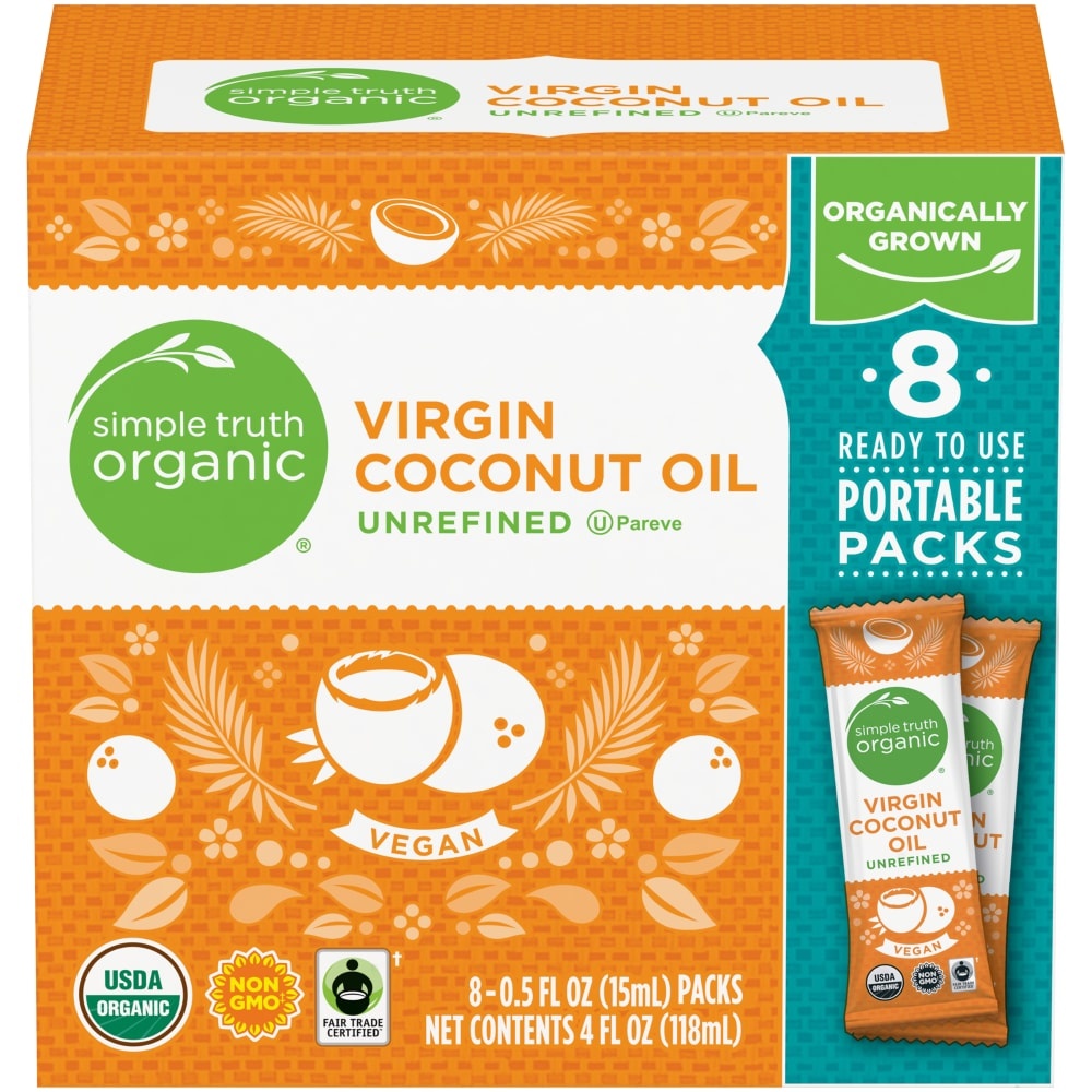 slide 1 of 1, Simple Truth Organic Unrefined Virgin Coconut Oil, 8 ct; 4 fl oz