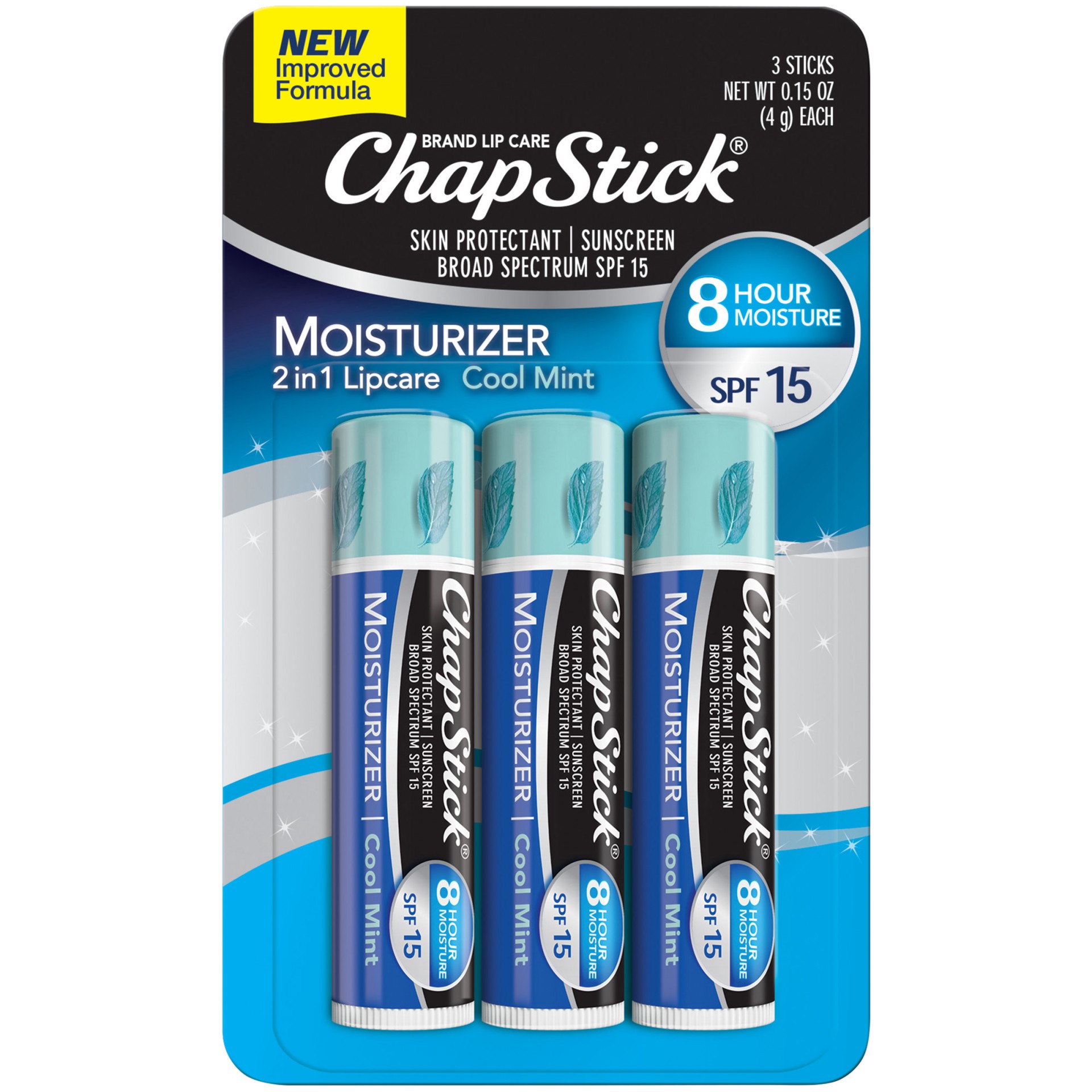 slide 1 of 13, ChapStick Moisturizer Cool Mint Lip Balm Tubes - 0.15 Oz (Pack of 3), 3 ct; 0.15 oz