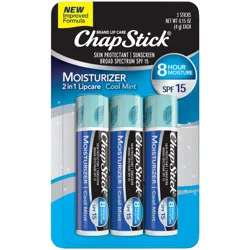 ChapStick Moisturizer Cool Mint Lip Balm Tubes - 0.15 Oz (Pack of 3)