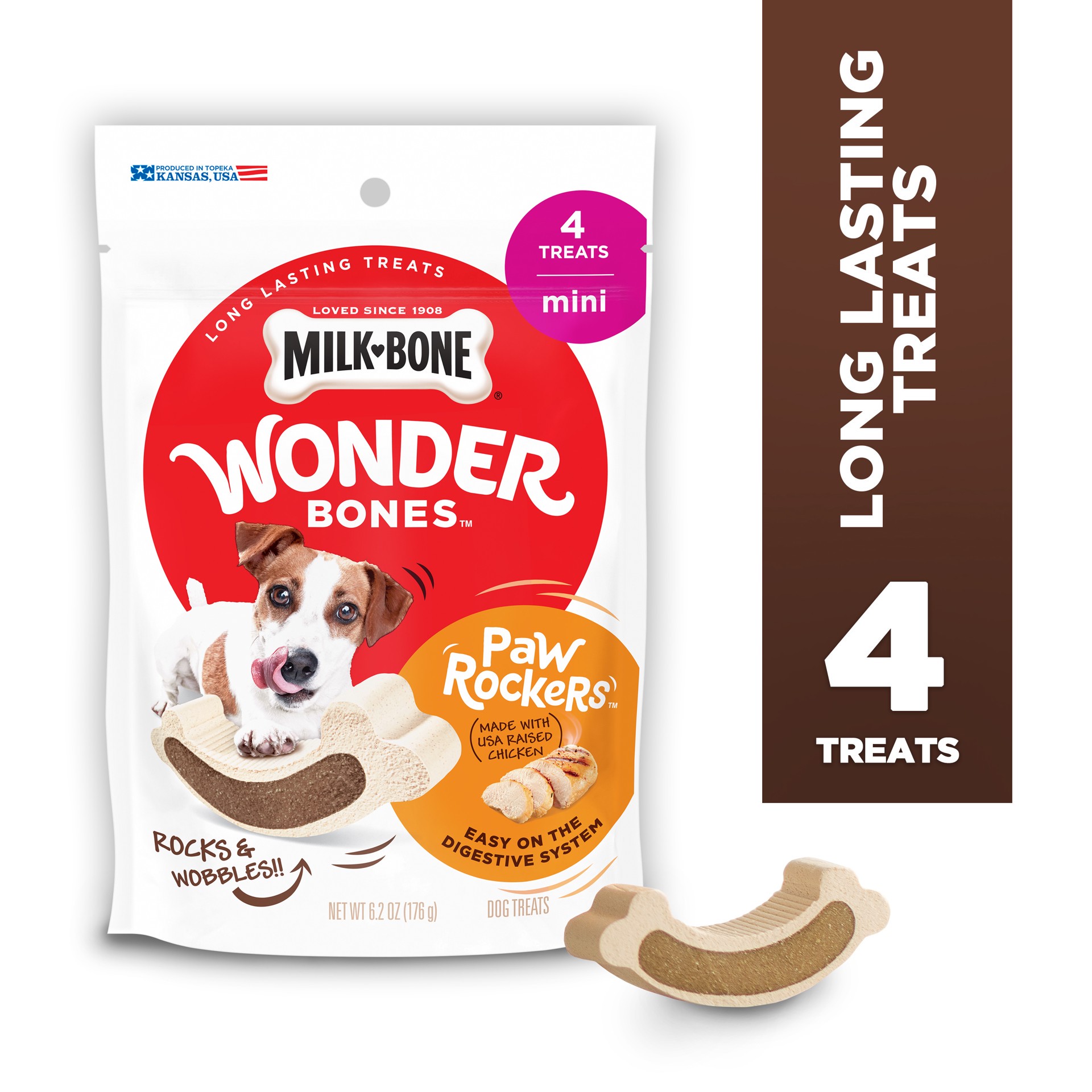 slide 3 of 6, Milk-Bone Milkbone Chicken Wonder Bones Mini Dog Treats 4Ct, 6.2 oz