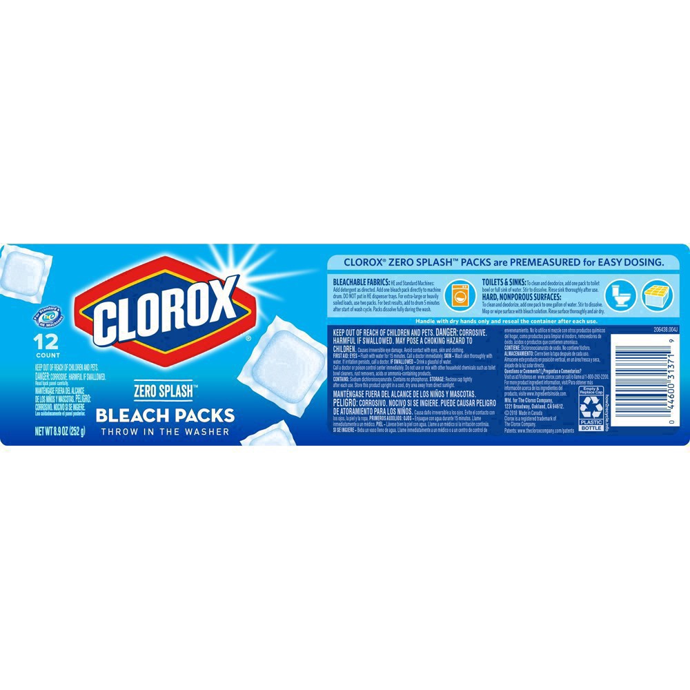 slide 36 of 66, Clorox Zero Splash Bleach Packs 12 ea, 12 ct