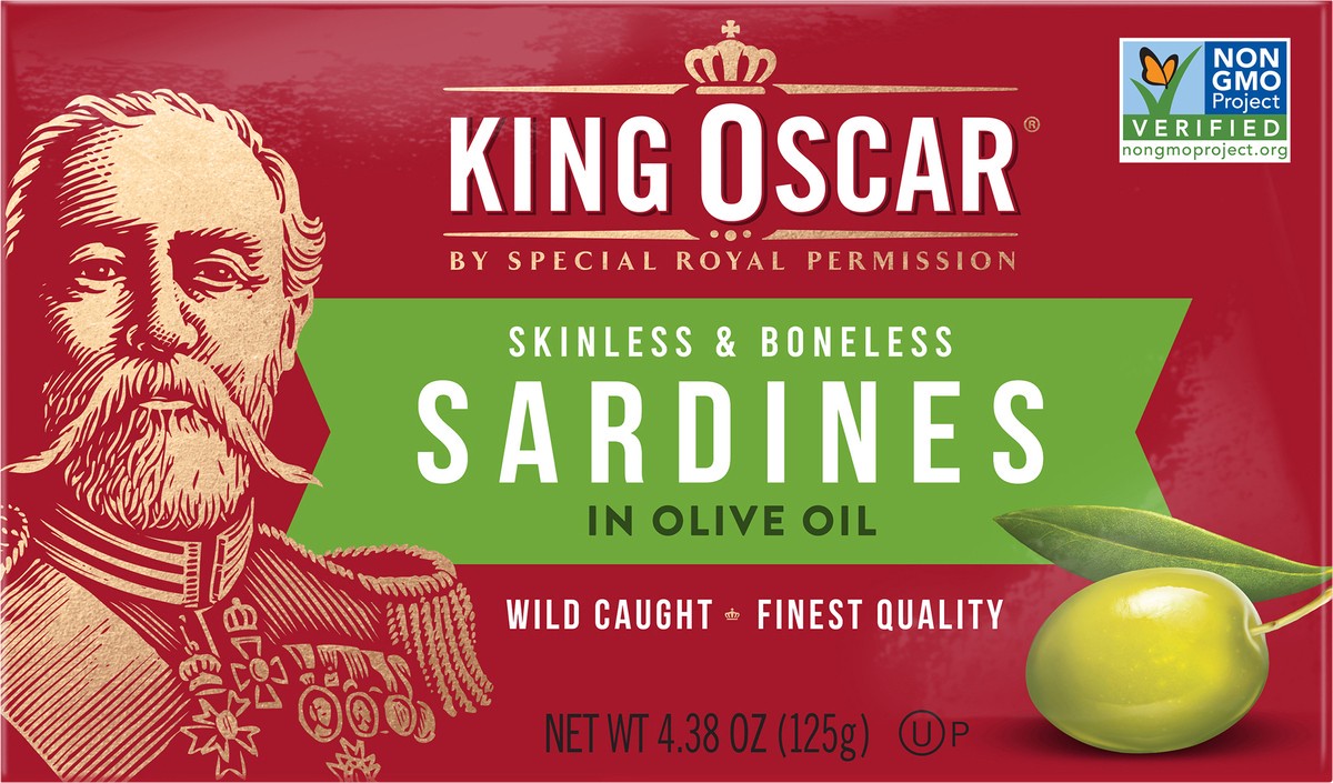 slide 3 of 3, King Oscar Skinless Boneless Sardines In Olive Oil, 4.38 oz