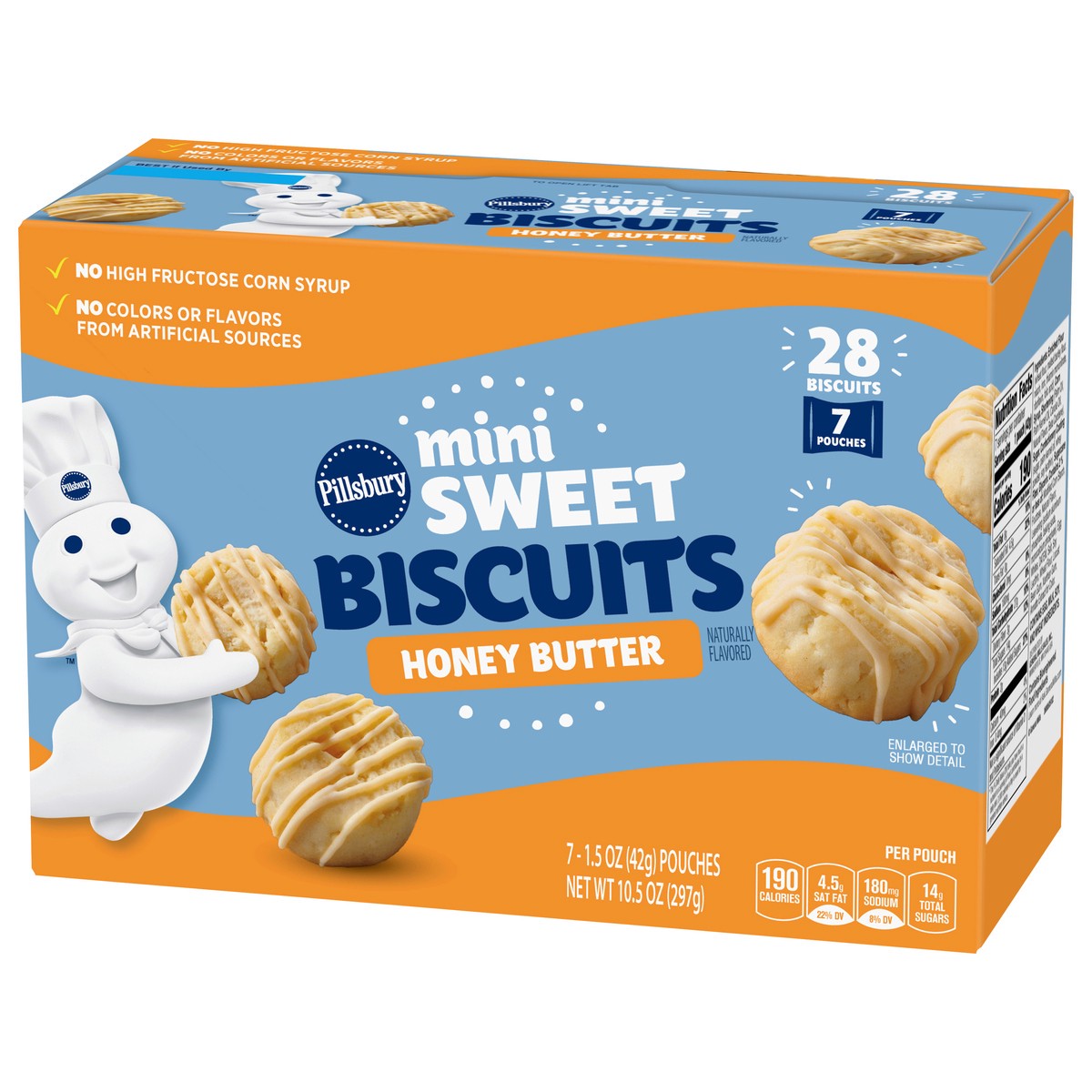 slide 3 of 9, Pillsbury Honey Butter Mini Sweet Biscuits, 7 pouches, 28 ct, 7 ct