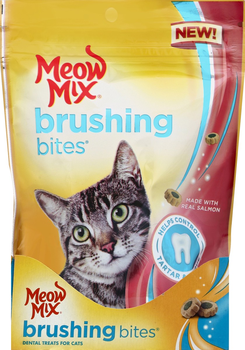 slide 5 of 6, Meow Mix Brushing Bites with Real Salmon Cat Treats, 4.75 oz