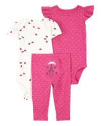 Carter's Baby Girl 3-Piece Ladybug Bodysuits & Pant Set - Pink - 3M