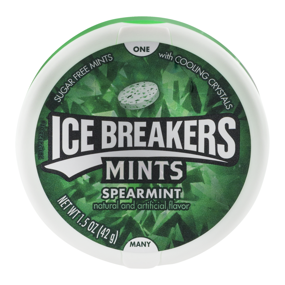 slide 1 of 8, Ice Breakers Spearmint Sugar Free Mints Tin, 1.5 oz, 1.5 oz