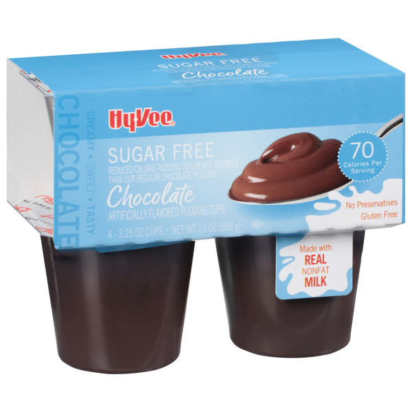 slide 1 of 1, Hy-vee Chocolate Pudding Cups - 4 ct; 3.25 oz, 4 ct; 3.25 oz