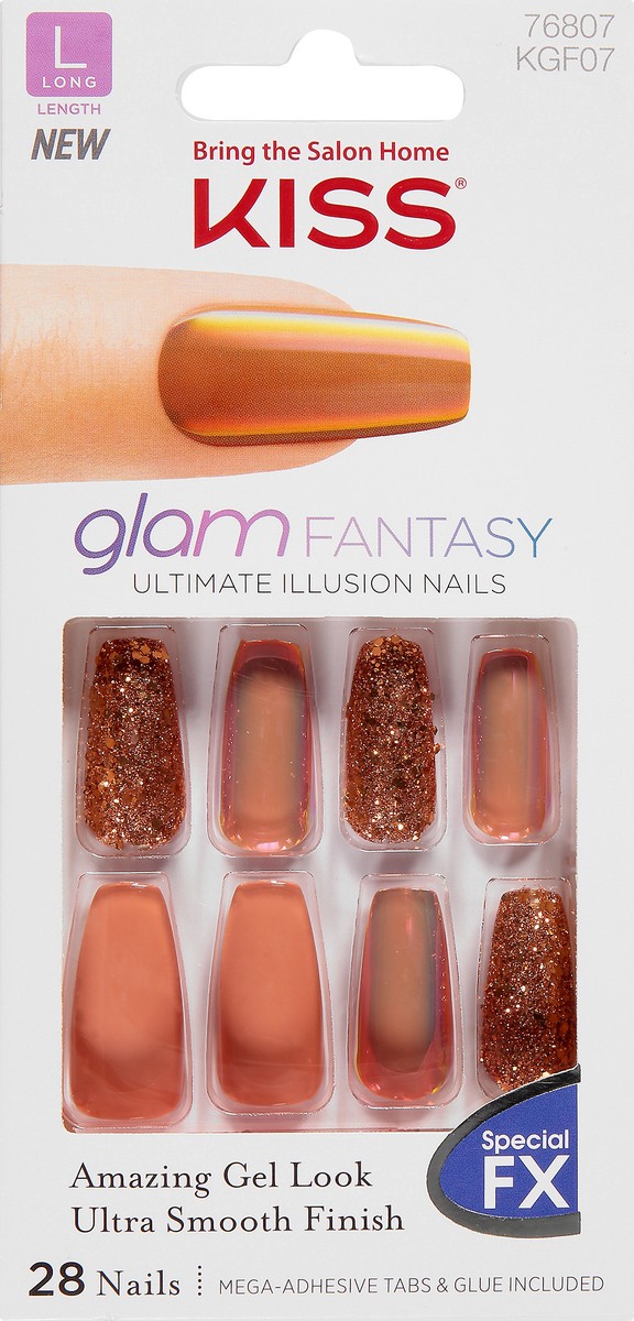 slide 6 of 9, KISS Glam Fantasy Ultimate Illusion Nails, Special FX Fake Nails Kit, “Don't Lose My Number”, Glue-On Nails, with Pink Gel Nail Glue, Mini Nail File, and 28 Glue On Nails, 1 cnt