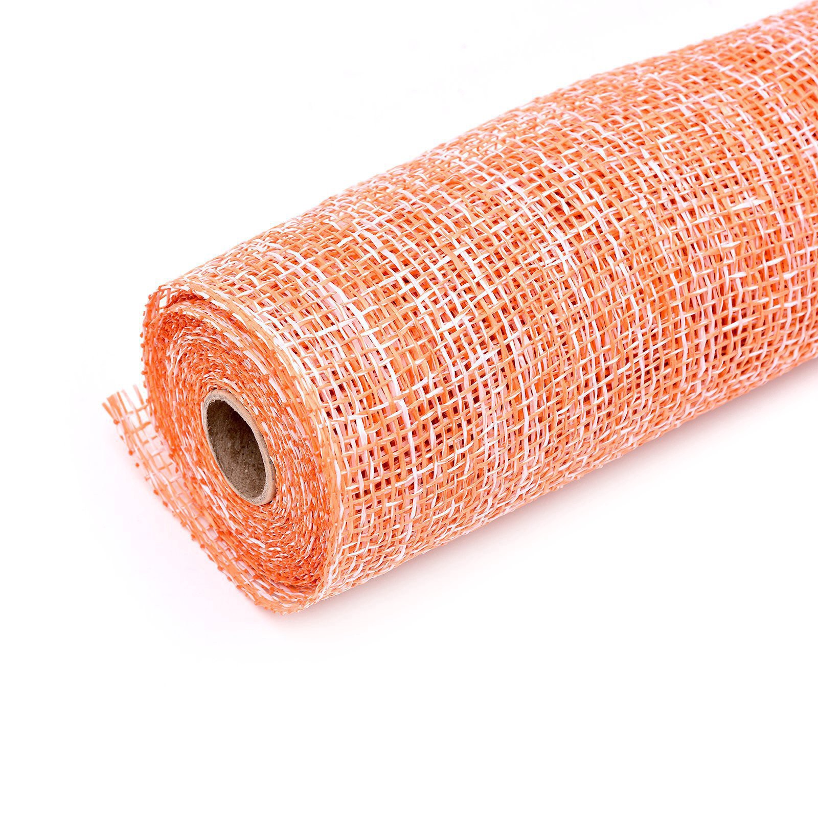 slide 4 of 4, 10" X 19ft. Orange & White Window Poly Burlap Mesh By Celebrate It, 10 in x 19 ft