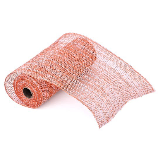 slide 1 of 4, 10" X 19ft. Orange & White Window Poly Burlap Mesh By Celebrate It, 10 in x 19 ft