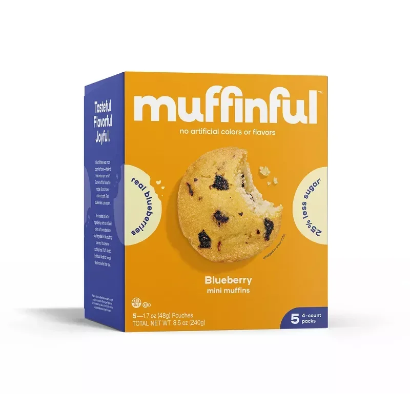 slide 1 of 4, Muffinful Mini Blueberry Muffins Pouches, 5 ct