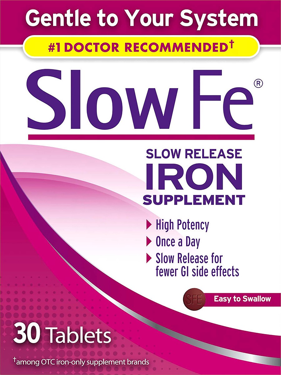 slide 1 of 13, Slow Fe Tablets Slow Release Iron Supplement 30 ea, 30 ct