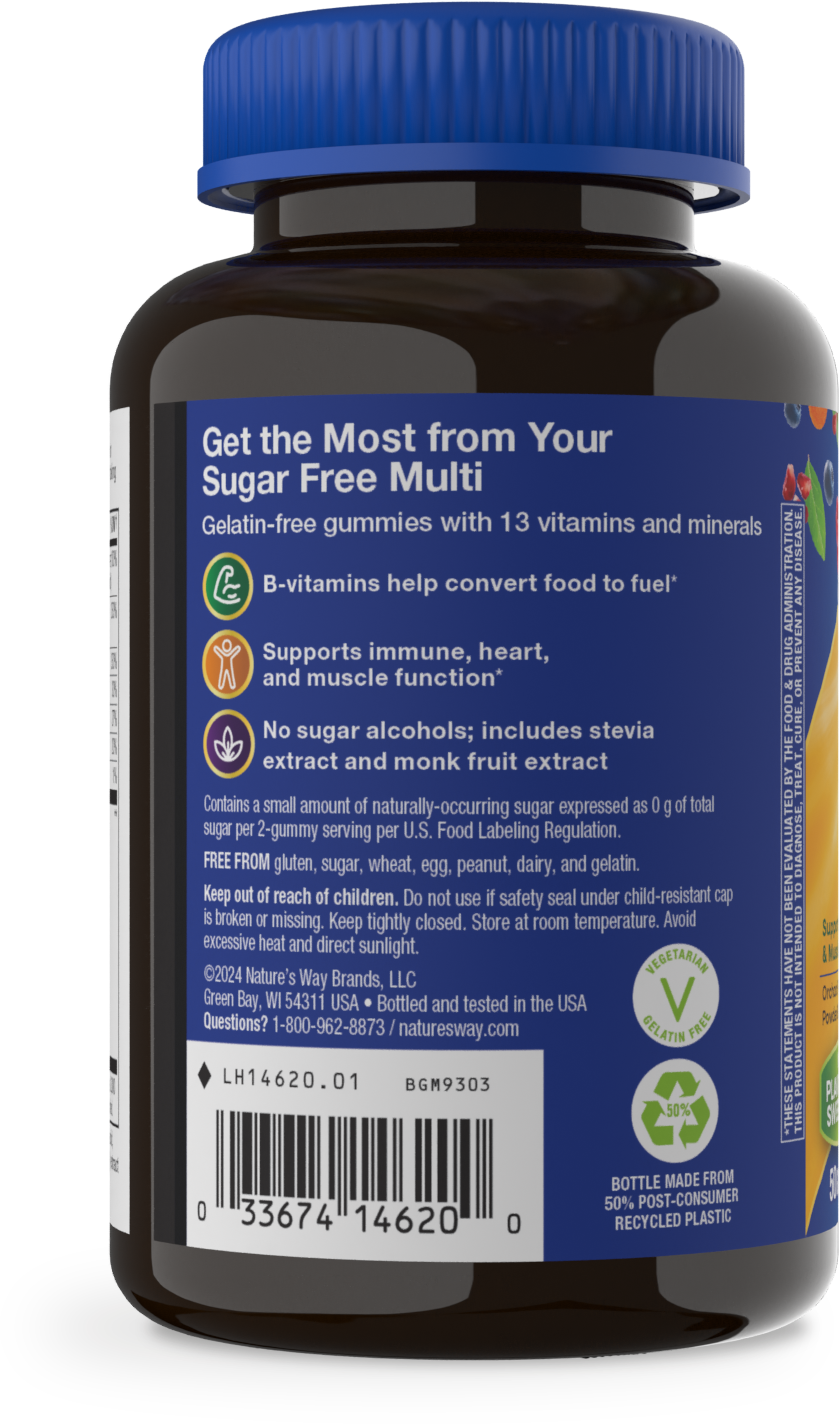 slide 2 of 4, Nature's Way Alive! Zero Sugar Men's Peach Flavored 50 mg Multivitamin 50 Gummies, 50 ct