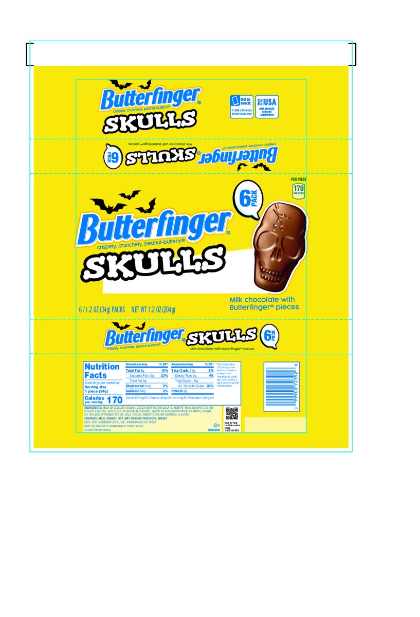 slide 6 of 13, Butterfinger Skulls Milk Chocolate 6 - 1.2 oz Packs, 6 ct