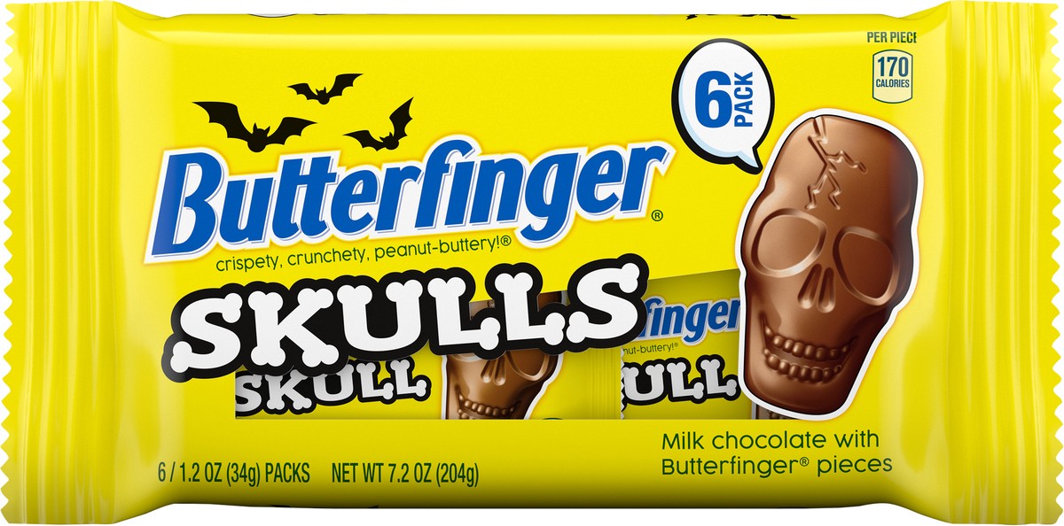 slide 9 of 13, Butterfinger Skulls Milk Chocolate 6 - 1.2 oz Packs, 6 ct