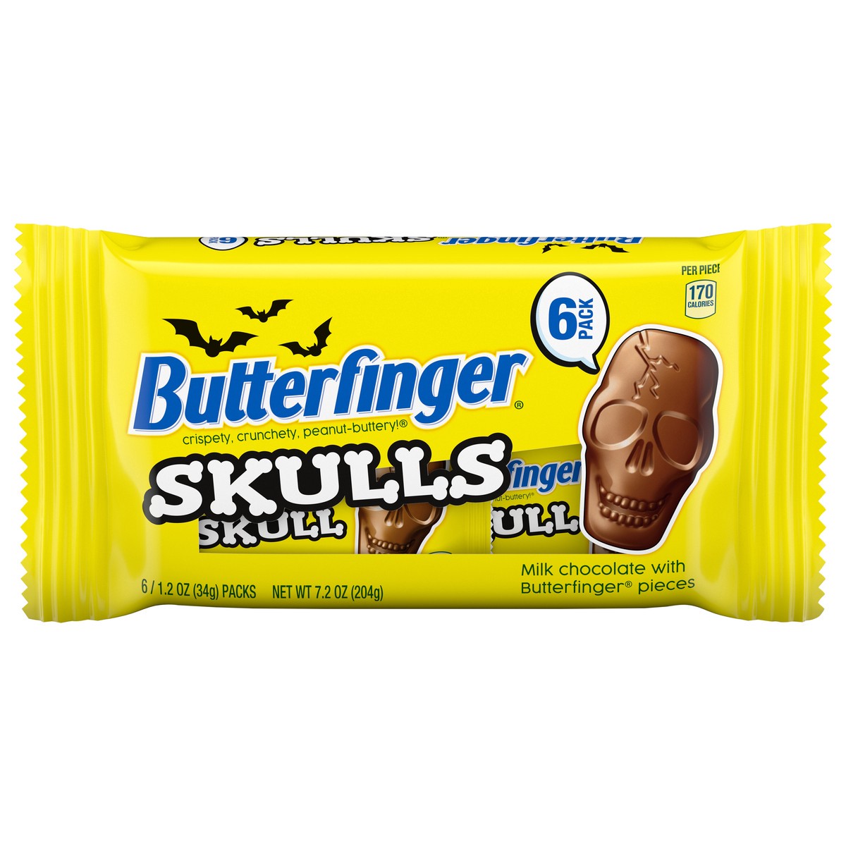 slide 1 of 13, Butterfinger Skulls Milk Chocolate 6 - 1.2 oz Packs, 6 ct