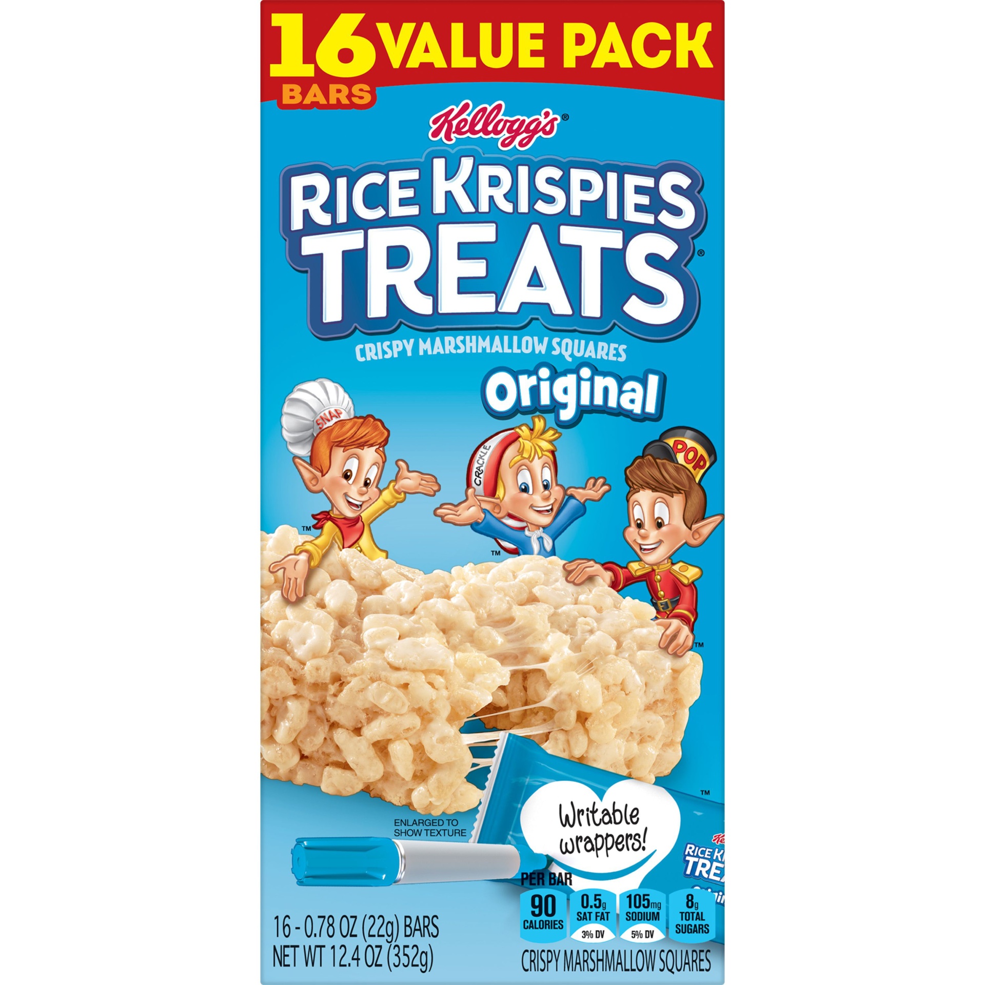 slide 4 of 5, Kellogg's Rice Krispies Treats Marshmallow Snack Bars, Kids Snacks, School Lunch, Original, 12.4 oz