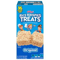 Rice Krispies Treats Crispy Marshmallow Squares, Kids Snacks, Snack Bars, Original, 12.4oz Box, 16 Bars