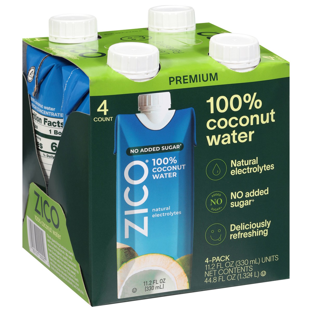 slide 4 of 13, Zico No Added Sugar Premium 100% Coconut Water 4 - 11.2 fl oz Packs, 4 ct