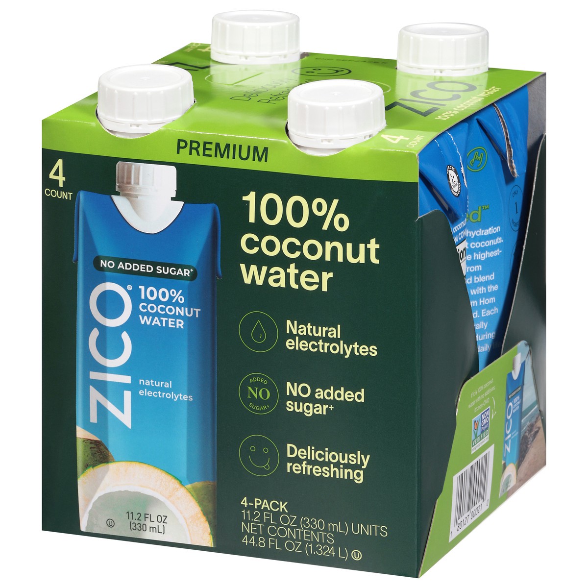 slide 2 of 13, Zico No Added Sugar Premium 100% Coconut Water 4 - 11.2 fl oz Packs, 4 ct