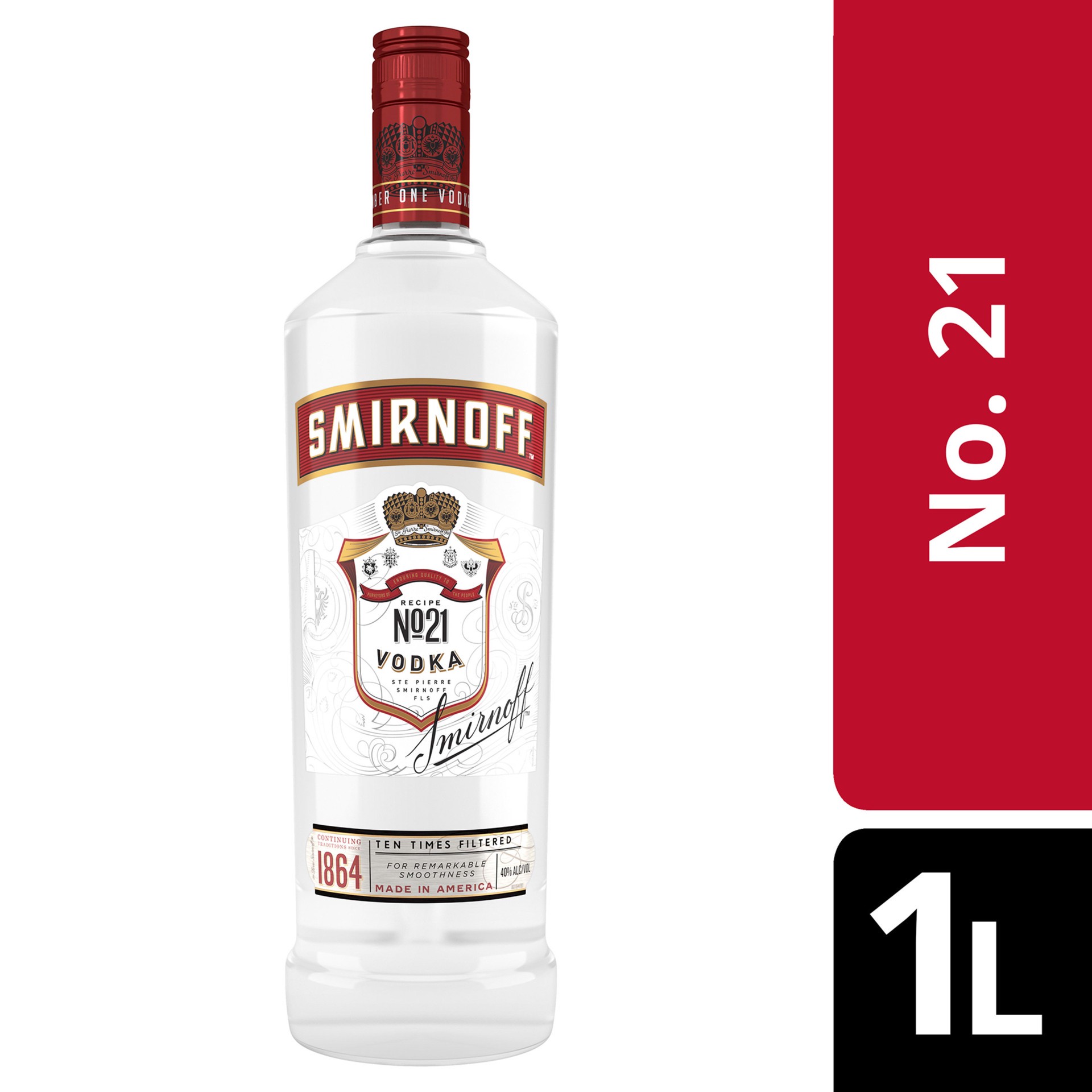 slide 1 of 2, Smirnoff No. 21 80 Proof Vodka, 1 liter, 1 liter