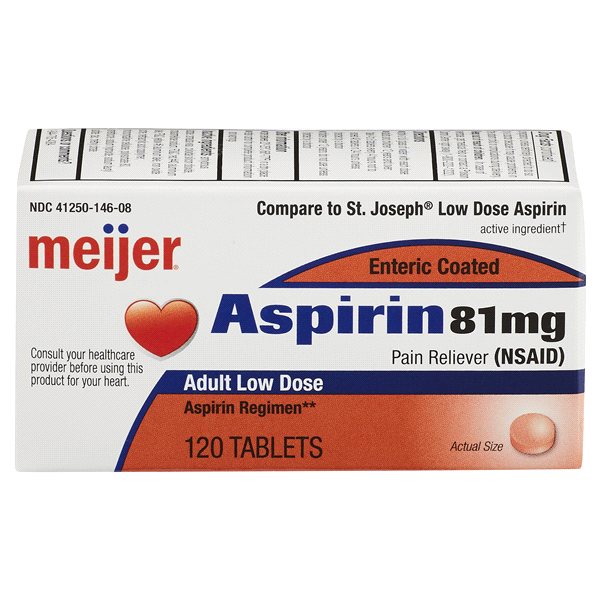 slide 1 of 1, Meijer Aspirin Ent Coat Tab, 120 ct; 81 mg