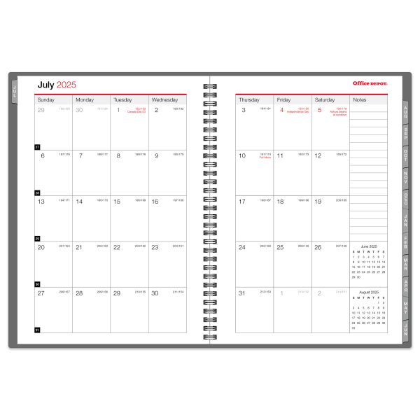 slide 6 of 6, Office Depot 2025-2026 Office Depot® Brand Weekly/Monthly Academic Planner, 5"" x 8"", 30% Recycled, Gray, July 2025 To June 2026, 1 ct