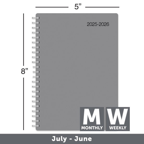 slide 5 of 6, Office Depot 2025-2026 Office Depot® Brand Weekly/Monthly Academic Planner, 5"" x 8"", 30% Recycled, Gray, July 2025 To June 2026, 1 ct