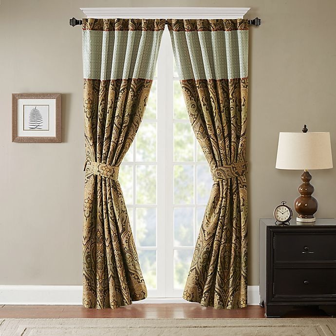 slide 1 of 4, Hampton Hill Canovia Springs Jacquard Rod Pocket Window Curtain Panel - Brown, 95 in