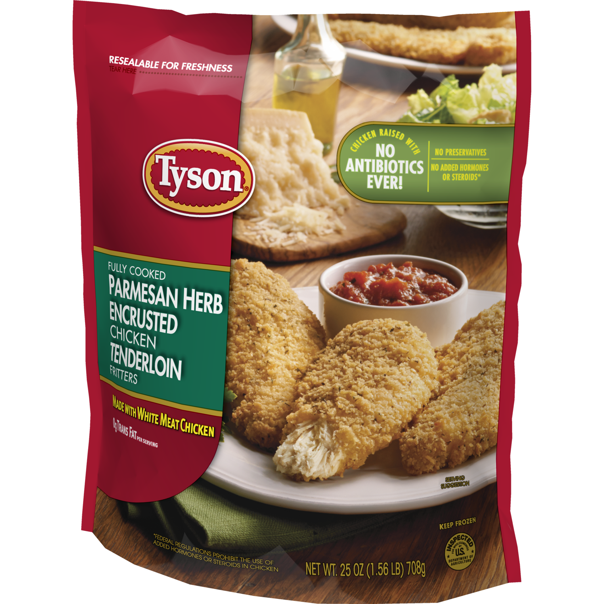 slide 5 of 5, Tyson Fully Cooked Parmesan Herb Crispy Chicken Strips, 25 oz. (Frozen), 708.74 g