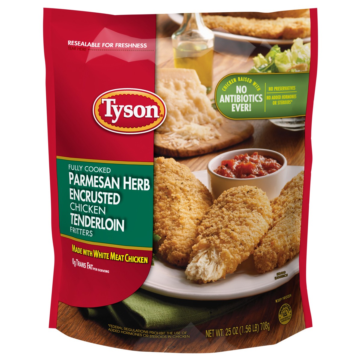 slide 1 of 5, Tyson Fully Cooked Parmesan Herb Crispy Chicken Strips, 25 oz. (Frozen), 708.74 g