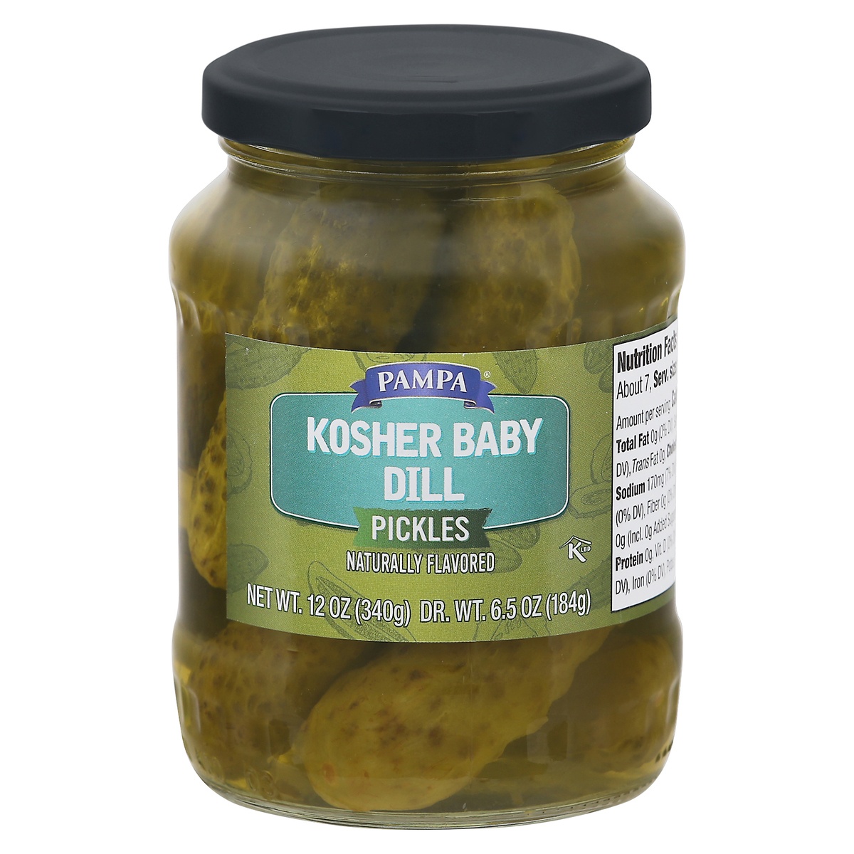 slide 1 of 1, Pampa Kosher Baby Dill Pickles, 12 oz