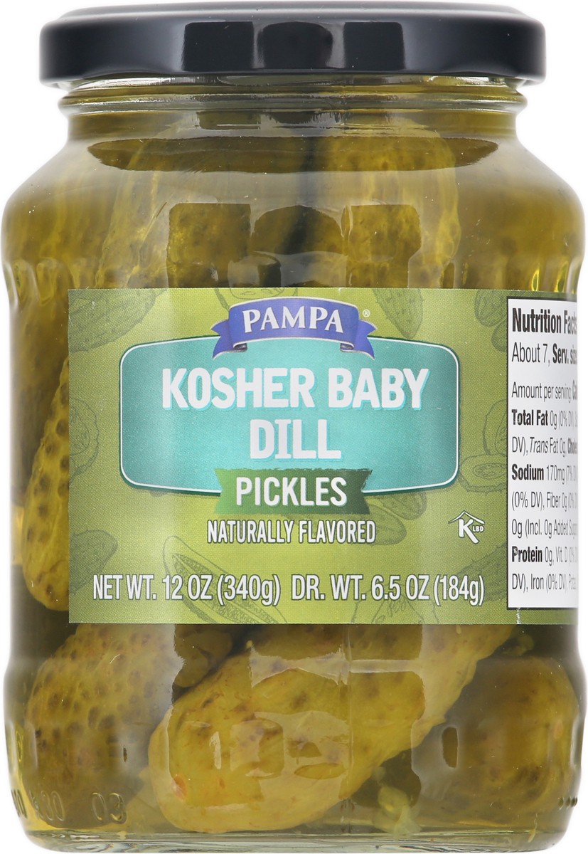 slide 2 of 9, Pampa Baby Dill Kosher Pickle, 12 fl oz