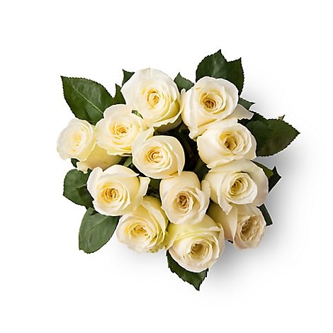 slide 1 of 1, White Roses - 12 Count, 12 ct