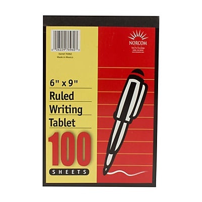 slide 1 of 1, Norcom Wide Ruled Writing Tablet, 100 ct; 6 in x 9 in