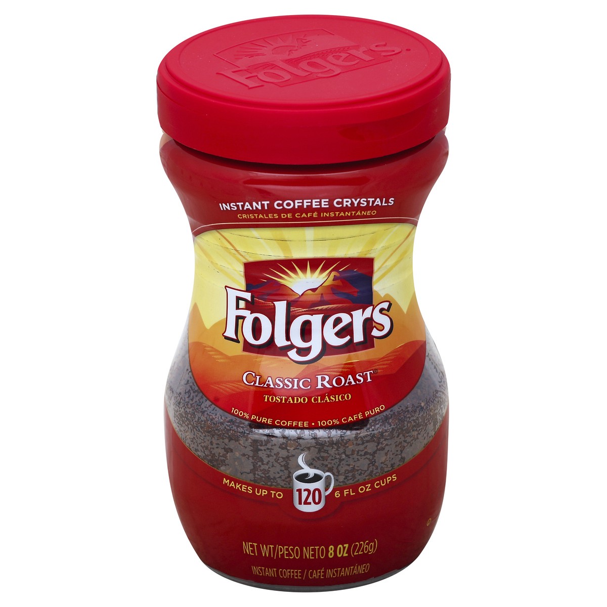 slide 1 of 4, Folgers Classic Roast Instant Coffee, 8 oz