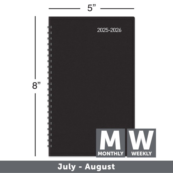 slide 4 of 6, Office Depot 2025-2026 Office Depot® Brand 14-Month Weekly/Monthly Academic Planner, 5"" x 8"", 30% Recycled, Black, July 2025 To August 2026, 1 ct