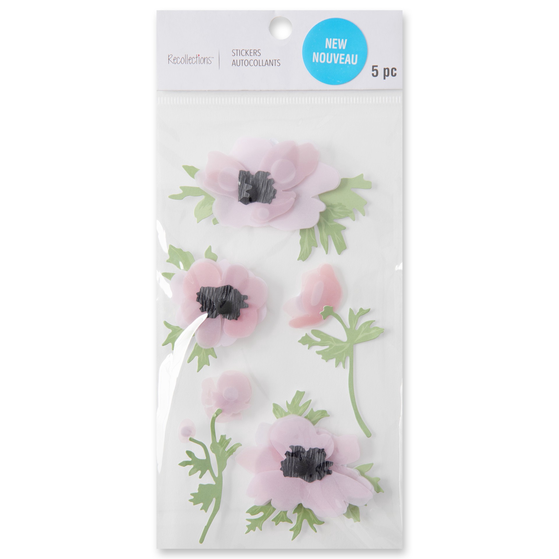 slide 4 of 4, Anemone Flower Stickers By Recollections, 3.75 in x 6.75 in
