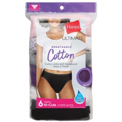 Hanes Ultimate Breathable Cotton Tagless Hi-Cut Underwear
