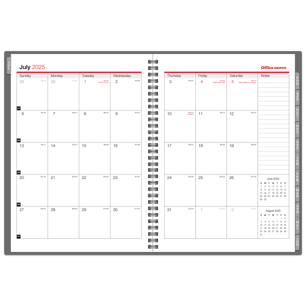 slide 2 of 5, Office Depot 2025-2026 Office Depot® Brand Weekly/Monthly Academic Planner, 8-1/2"" x 11"", 30% Recycled, Gray, July 2025 To June 2026, 1 ct
