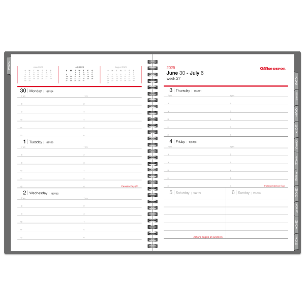 slide 4 of 5, Office Depot 2025-2026 Office Depot® Brand Weekly/Monthly Academic Planner, 8-1/2"" x 11"", 30% Recycled, Gray, July 2025 To June 2026, 1 ct