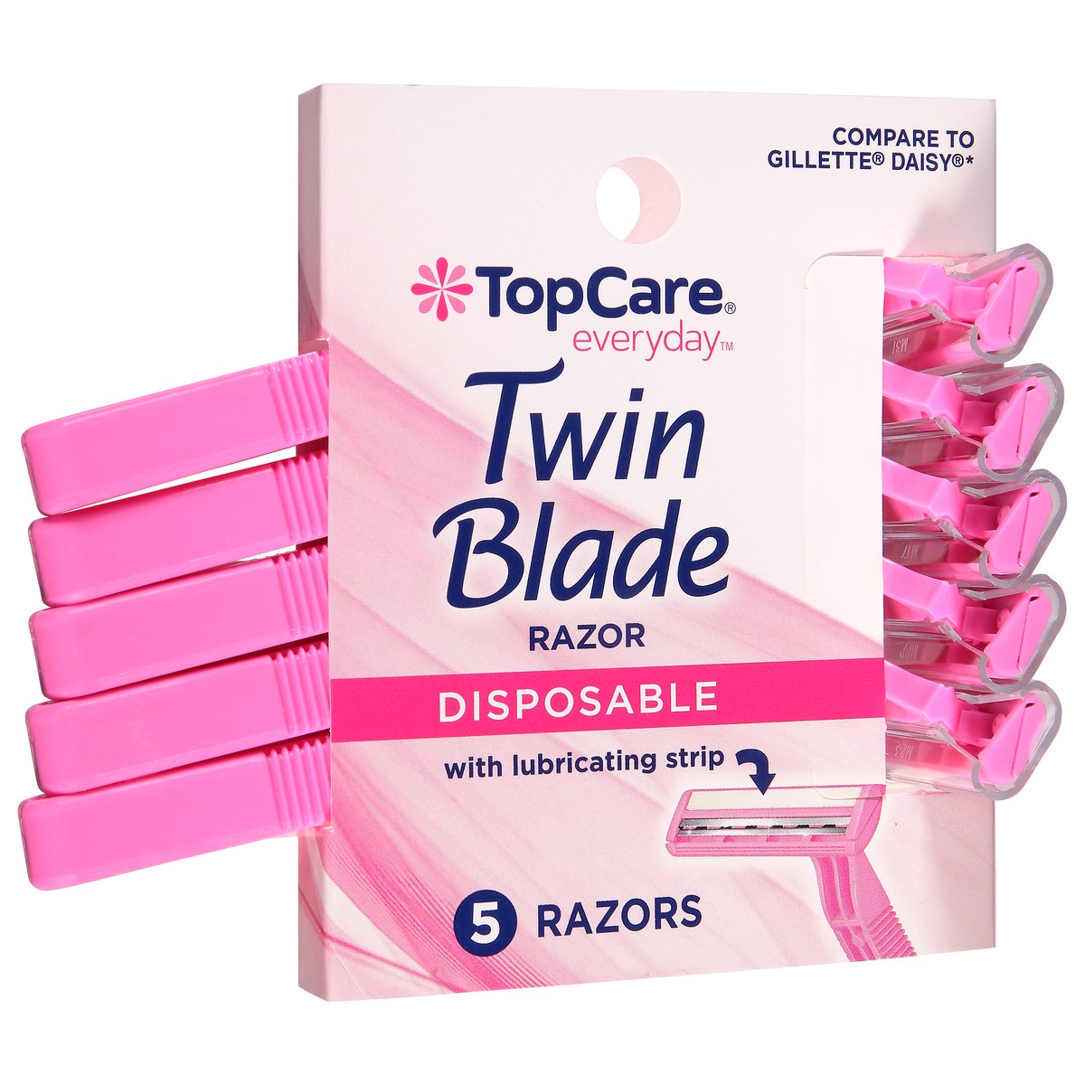 slide 2 of 9, TopCare Razors, Disposable, Twin Blade, Women's, 5 ct