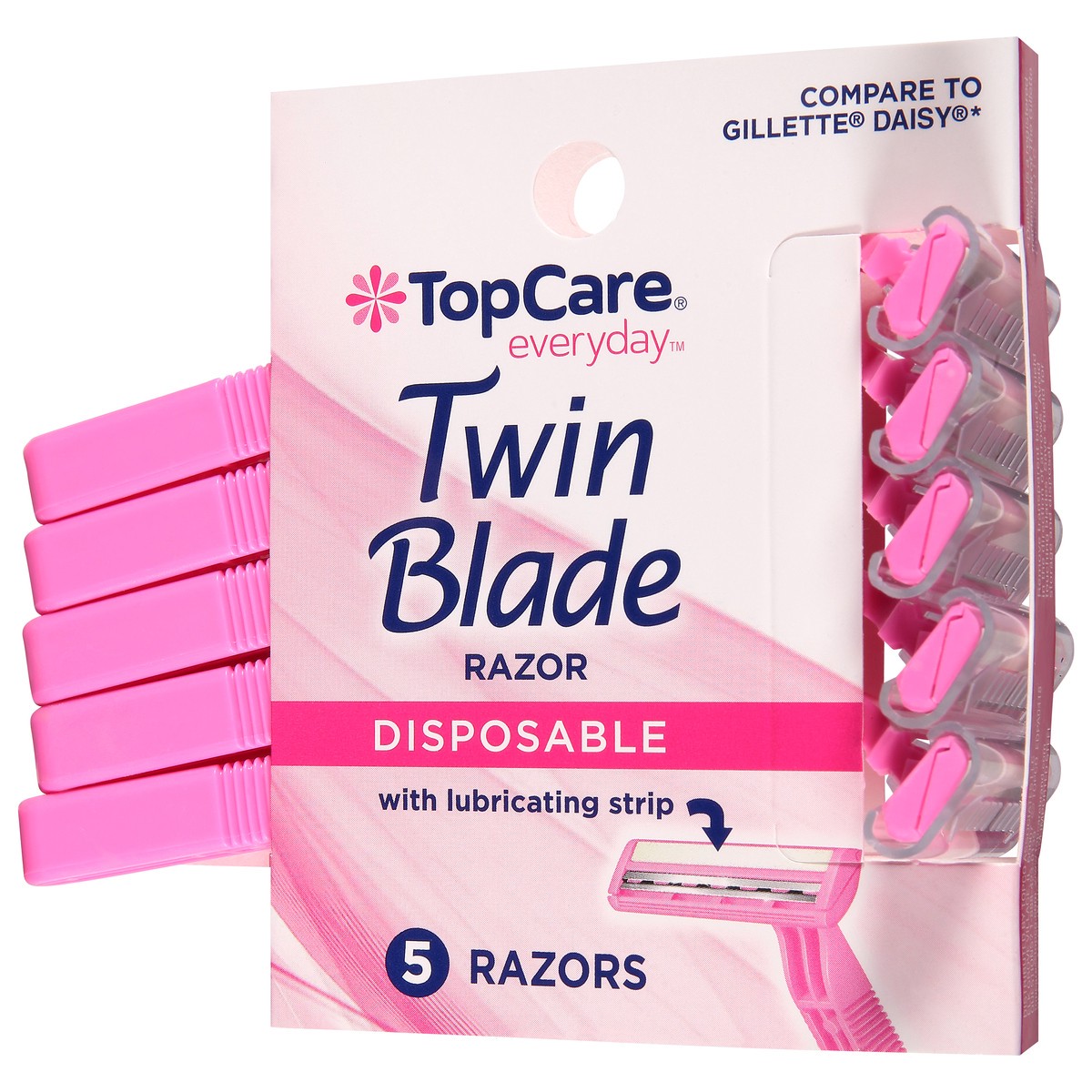 slide 3 of 9, TopCare Razors, Disposable, Twin Blade, Women's, 5 ct