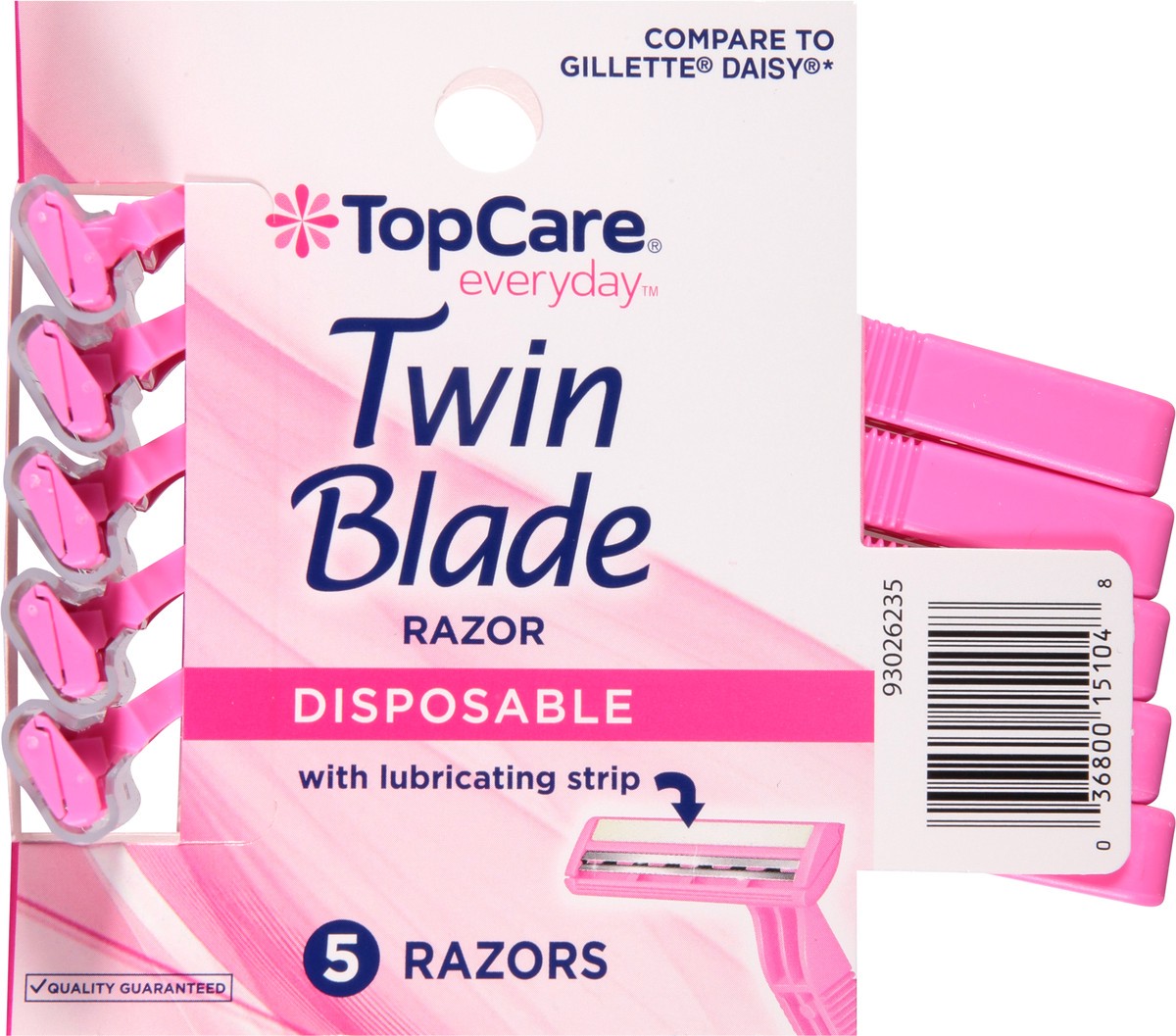 slide 8 of 9, TopCare Razors, Disposable, Twin Blade, Women's, 5 ct