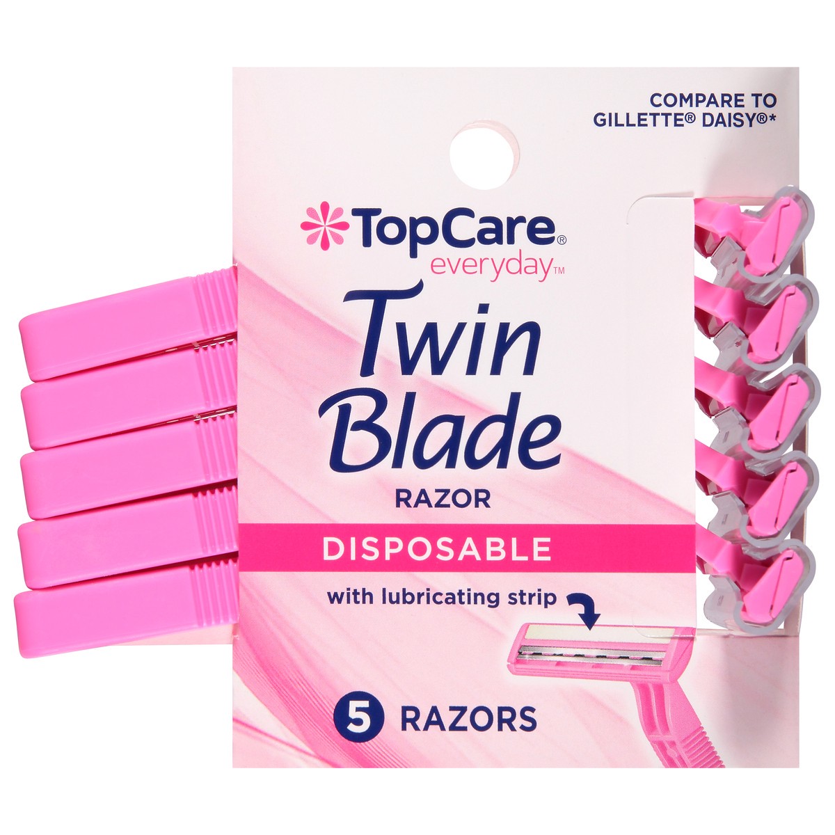 slide 1 of 9, TopCare Razors, Disposable, Twin Blade, Women's, 5 ct