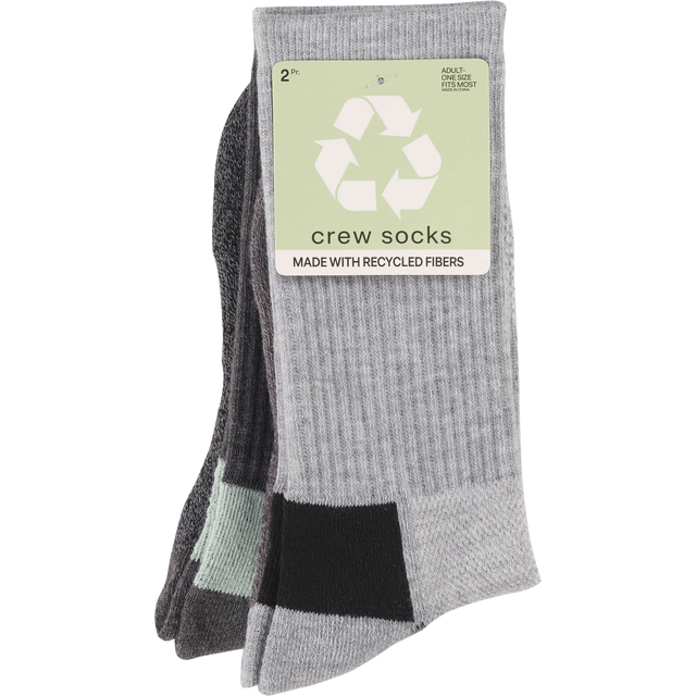 slide 1 of 1, PARIS ACCESSORIES Recycled Athletic Crew Sock 2Pk, 2 ct