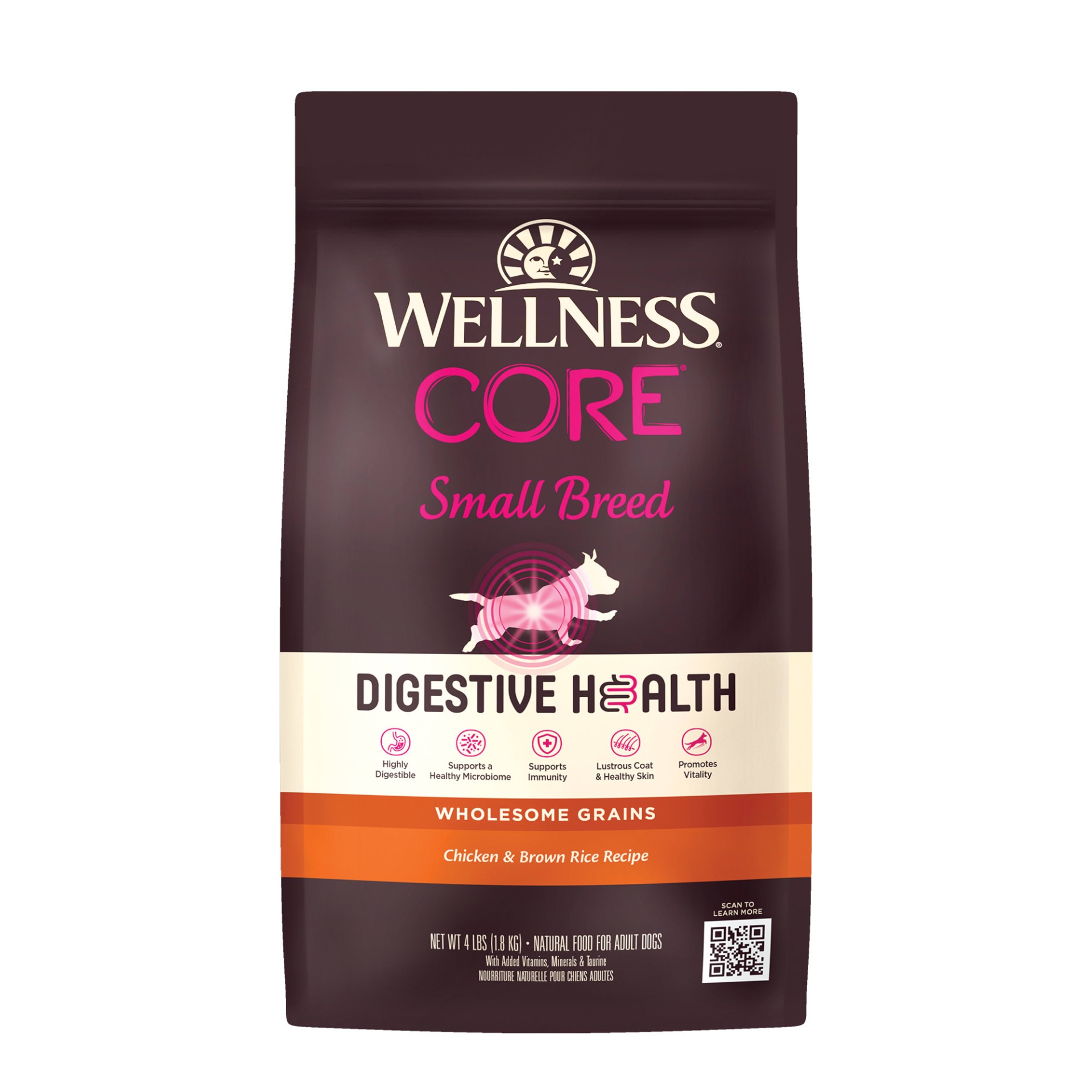 slide 1 of 1, Wellness CORE Digestive Health Small Breed Chicken & Brown Rice Dry Dog Food, 4 lb