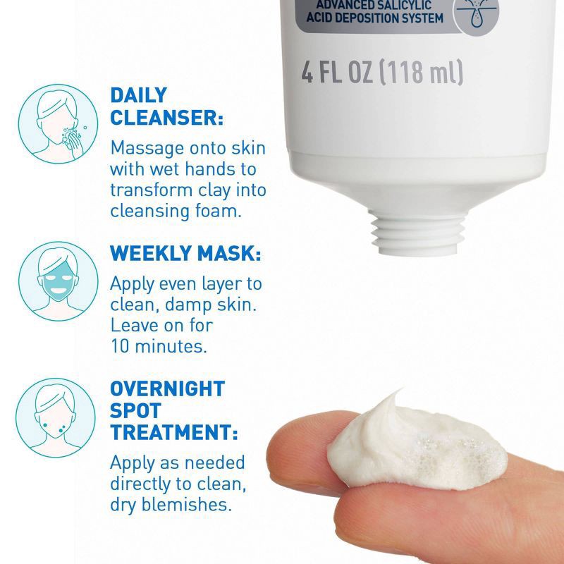 slide 8 of 10, CeraVe Acne Clay-to-Foam Cleanser 1 Each, 4 oz